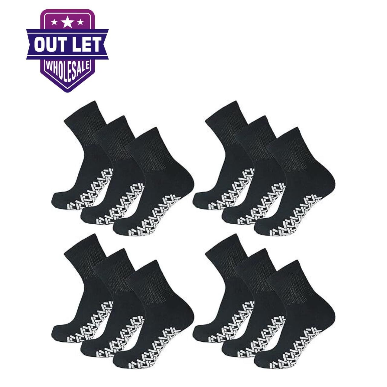 60 Pairs Wholesale Men’s Non-Skid Diabetic Ankle Socks Loose Fit Top Non Binding