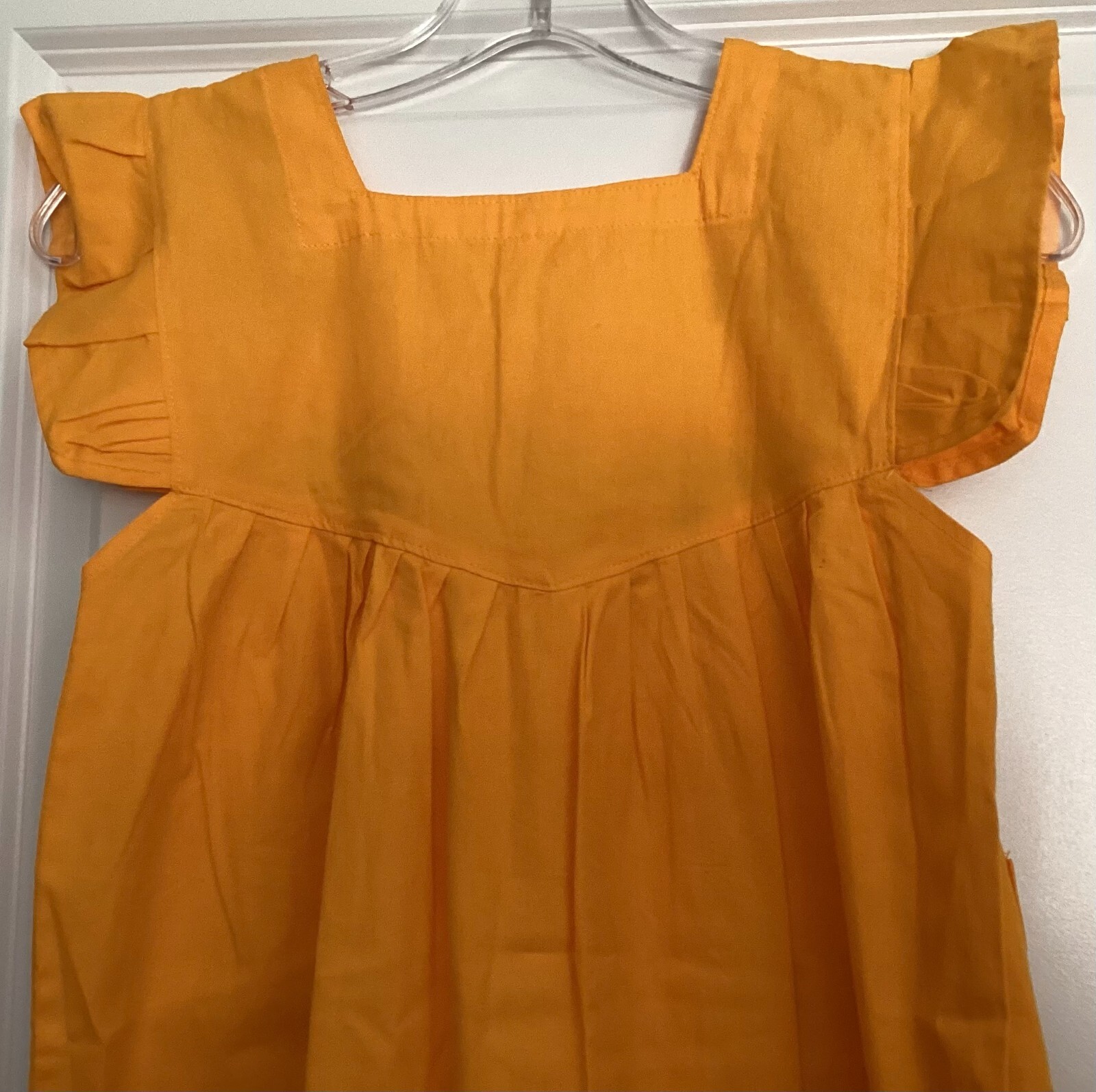 Ethnic floral dress 8 girls embroidered deep yellow El Salvador pockets