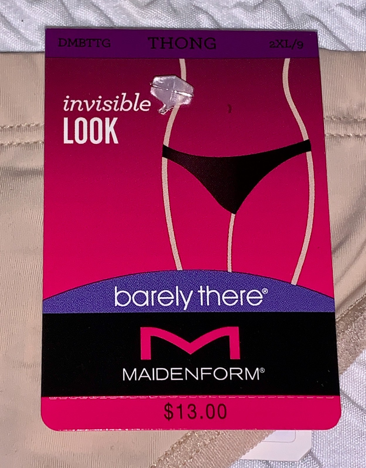 MAIDENFORM Barely There Nude Invisible Thong Panty Womens Sz M 6 L 7 XL 8 2XL 9