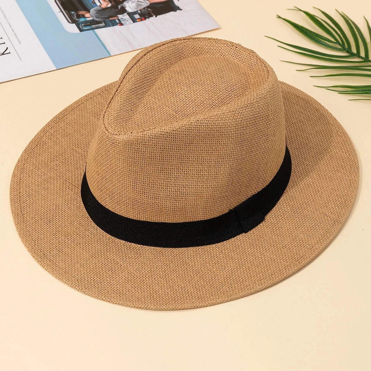 Wide Brim Panama Straw Hat Sun Protection Beach Vacation Hat for Men & Women