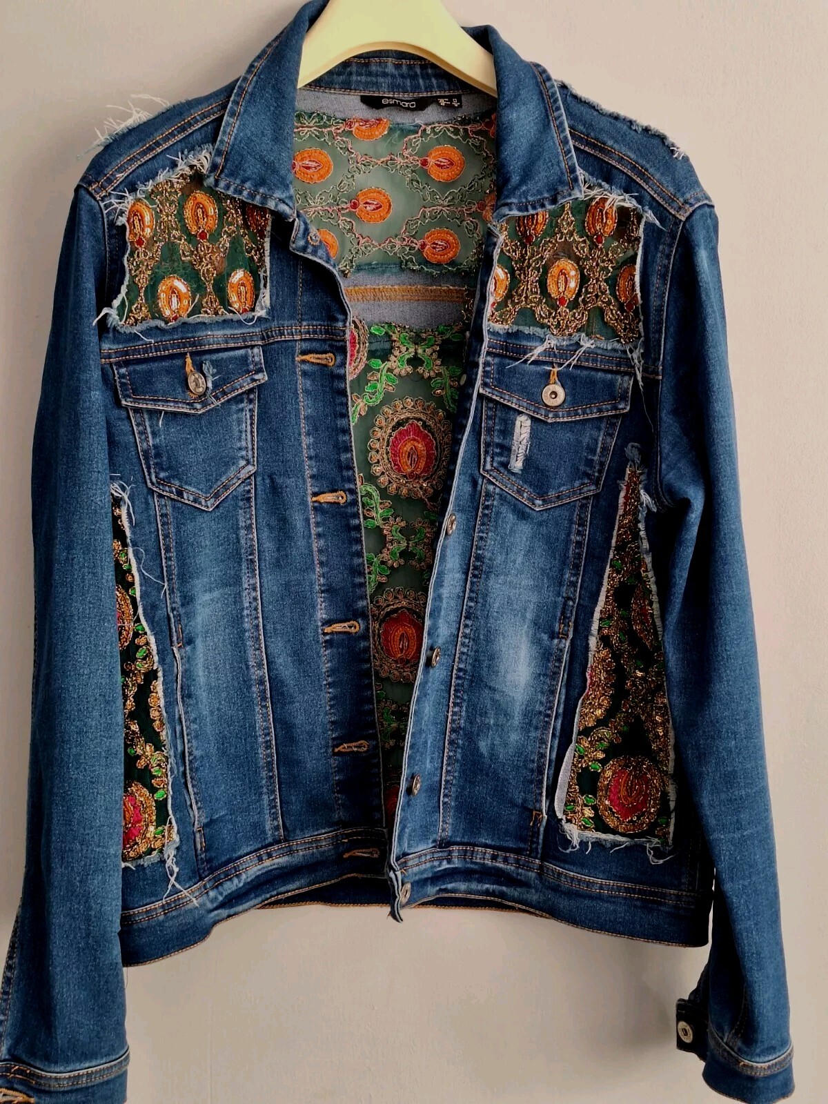 Customise Upcycled Panelled Distressed Festival Bohemian Hippie Denim Jacket