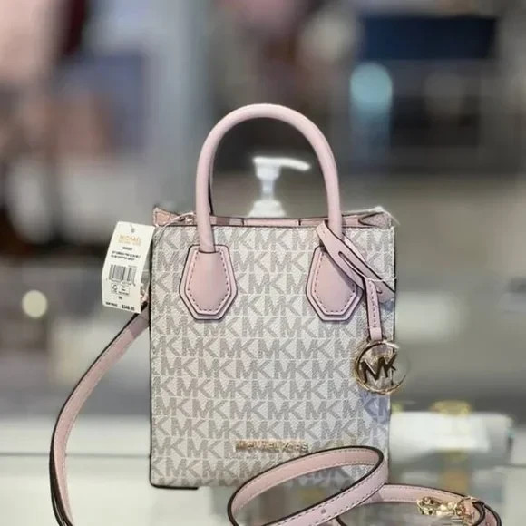 NWT Michael Kors Mercer Extra Small Shopper Crossbody Bag Powder Blush Multi