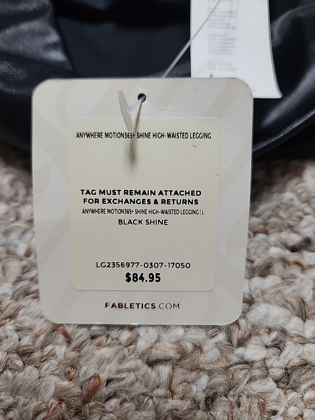 Fabletics Anywhere Motion365+ Shine High-Waist Legging L NWT Black Shine 28×27
