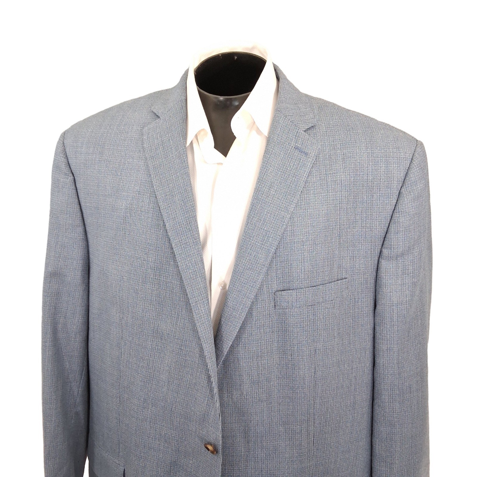 Ralph Ralph Lauren Blazer 54L Light Blue Check Silk Wool Two Button Sport Coat