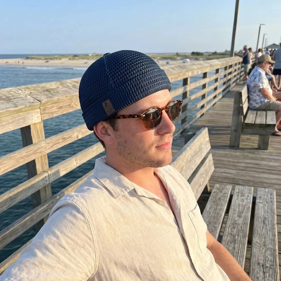 Men Breathable Quick Dry Mesh Skullcap Hat Summer Brimless Adjustable Sun Cap❥
