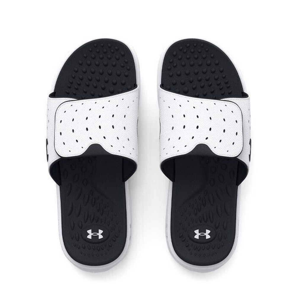 Under Armour Women Ignite Pro Slide Sandals White Black Memory Foam Slippers UA