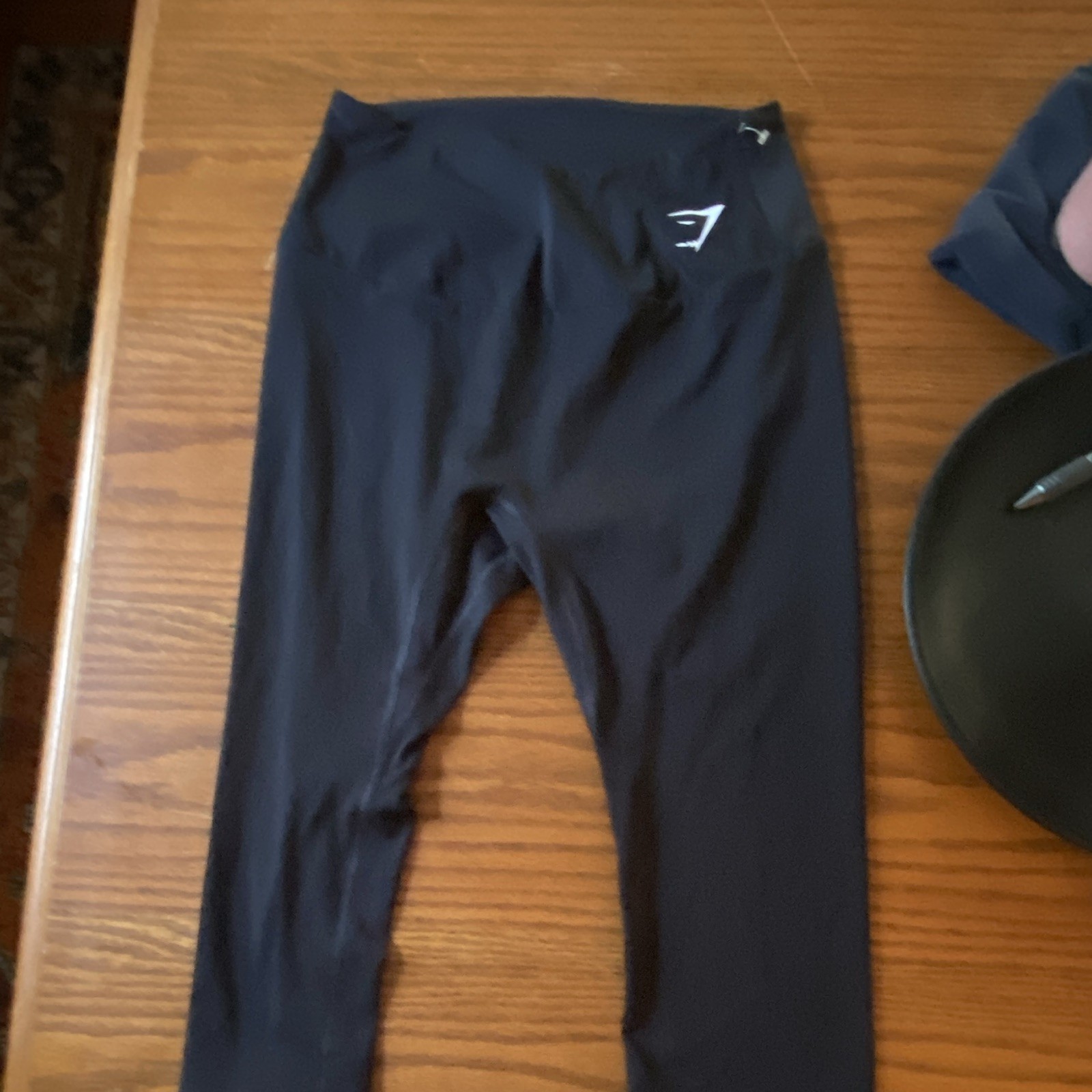 Gymshark Teens 10 Black Solid Ankle Activewear Leggings Logo Stretch