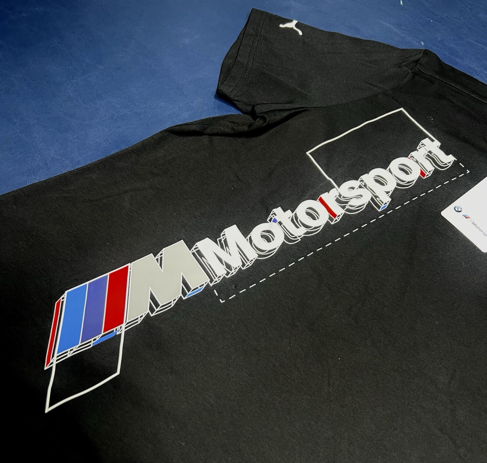PUMA BMW MOTORSPORT MMS ESSENTIAL VERTICAL & BACK LOGO SHIRT MEN’S SIZE XL, NWT!