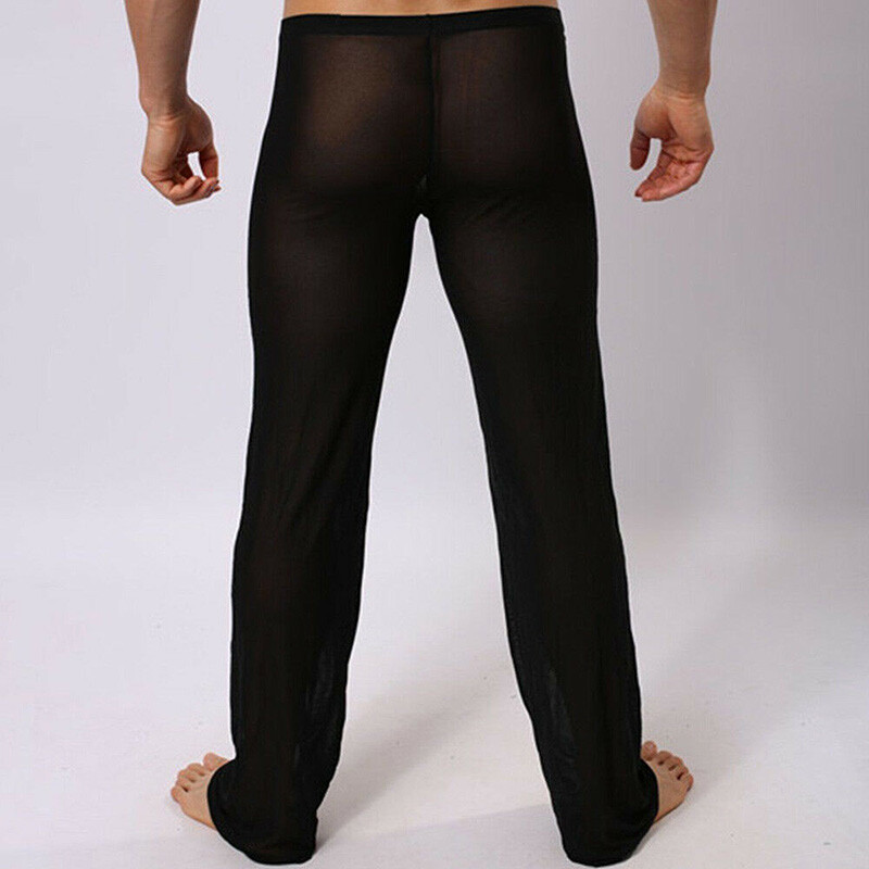 Men’s Sheer See Through Mesh Underwear Sports Fitness Long Johns Pants Leggings