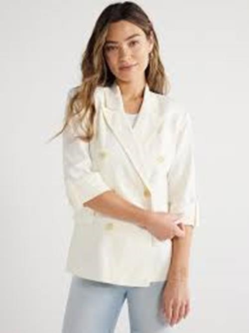 Sofia Jeans Sofia Vergara Blazer Jacket Medium Cream White Roll Tab Sleeve NWT