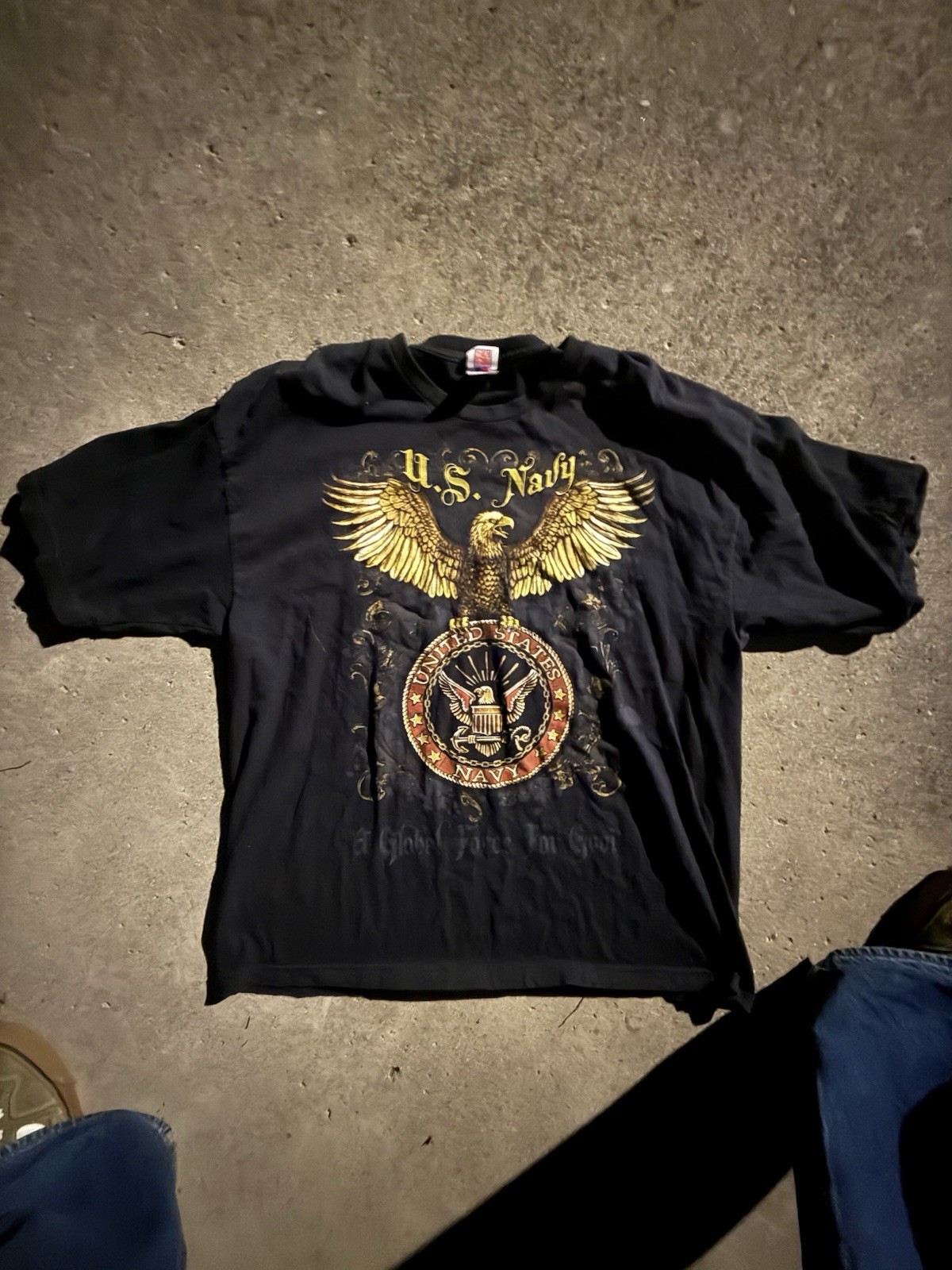 US Navy T Shirt Bayside Made in USA Size: XXL Black – Vintage United States Navy