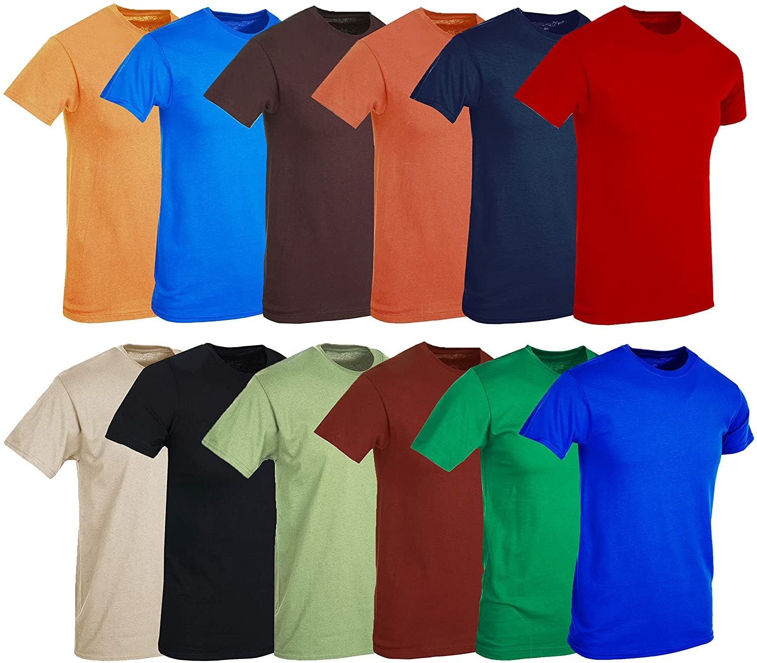 SOCKS’NBULK 12 Pack of Mens Short Sleeve Crew Neck Cotton Bulk Tees for Men