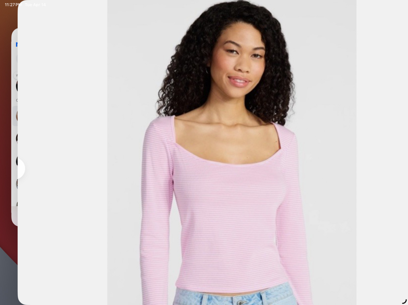 No Boundaries Women’s Lightweight Square Neck Pink Stripe Top Sizes XS M L XL