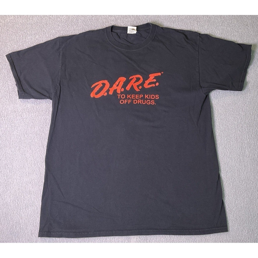 Vintage D.A.R.E. Graphic T-Shirt Men Large Black 90s y2k