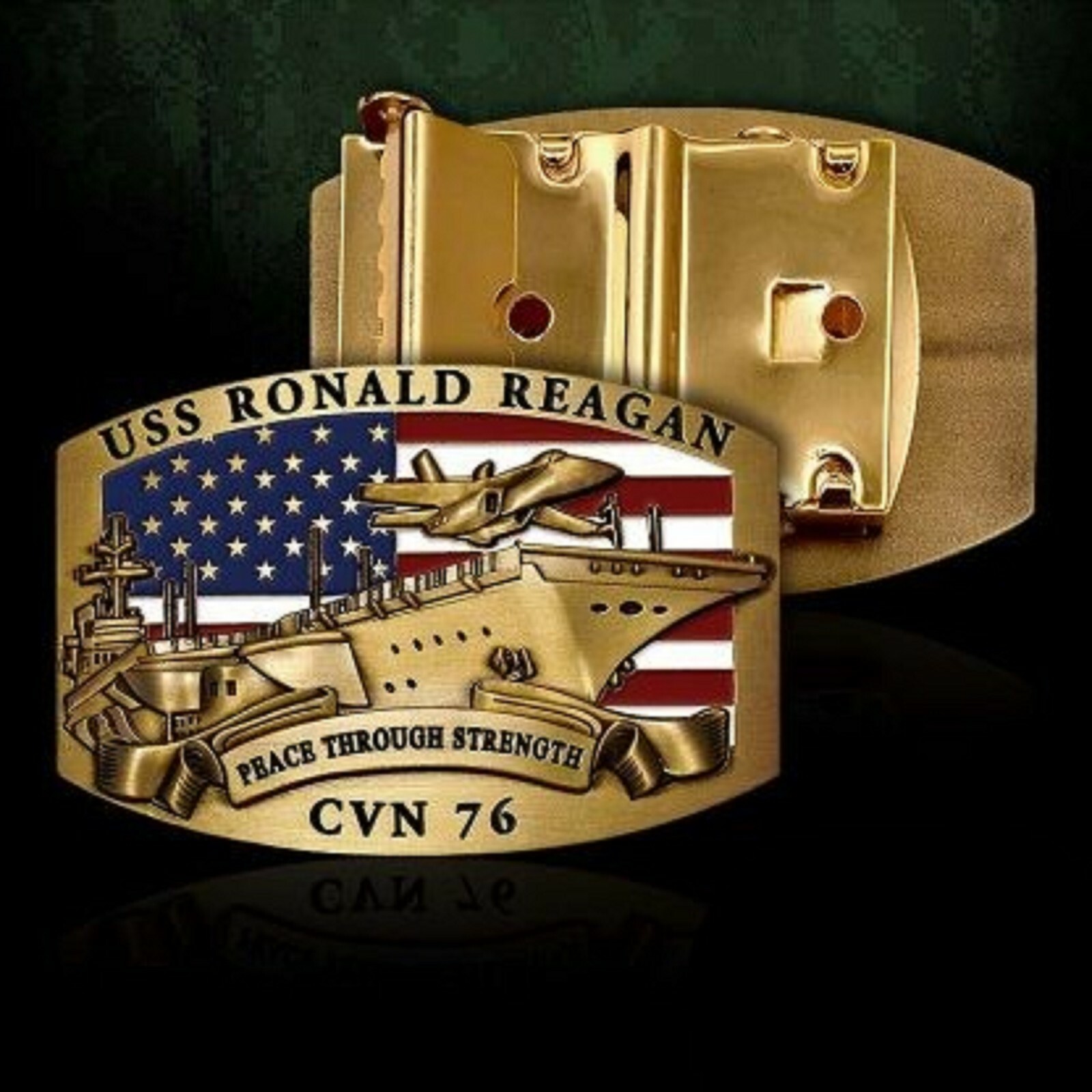 NAVY USS RONALD REAGAN CVN-76 3″ BELT BUCKLE
