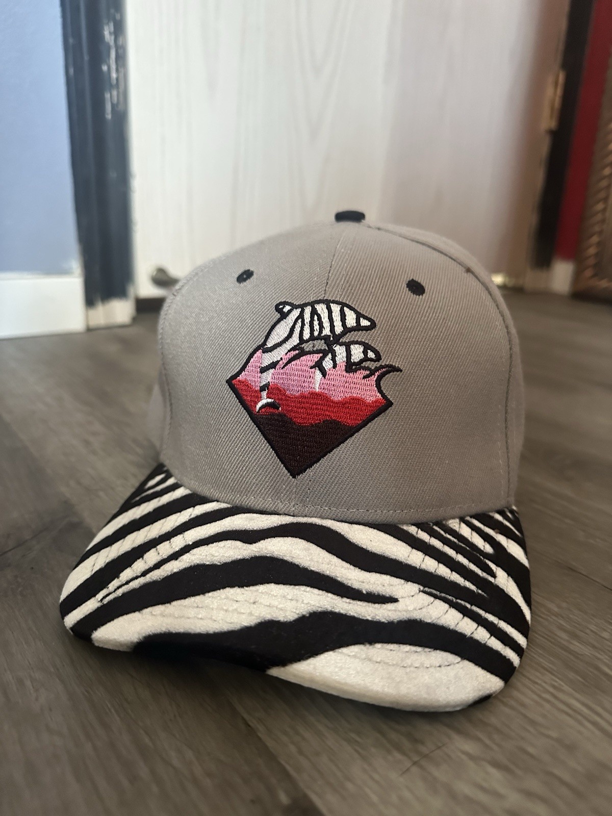 Pink Dolphin Red Zebra Striped Cap Hat Strap Men’s Adult