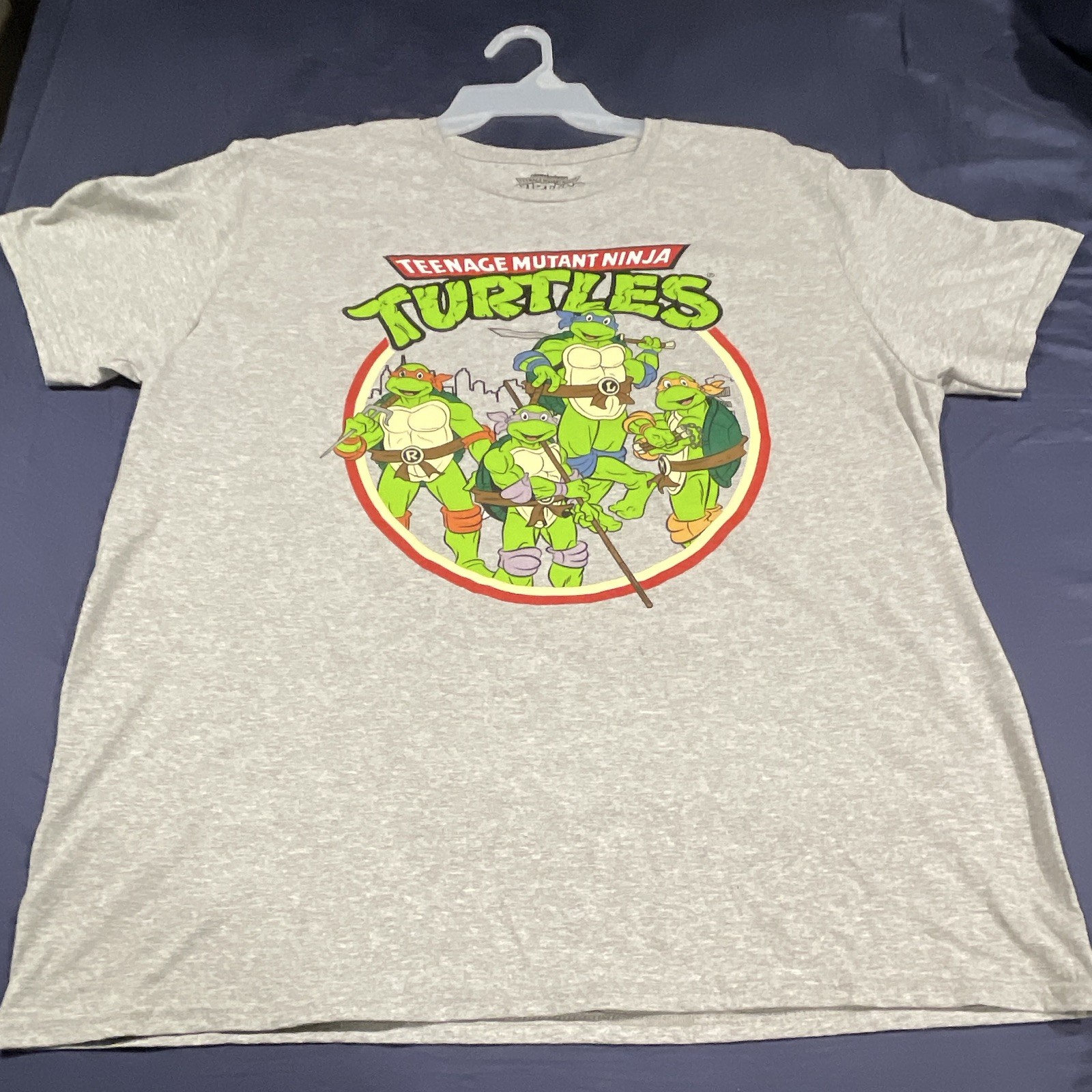 Nickelodeon TMNT Men’s XL Gray Cotton/Polyester Graphic Logo Crew Neck Tee