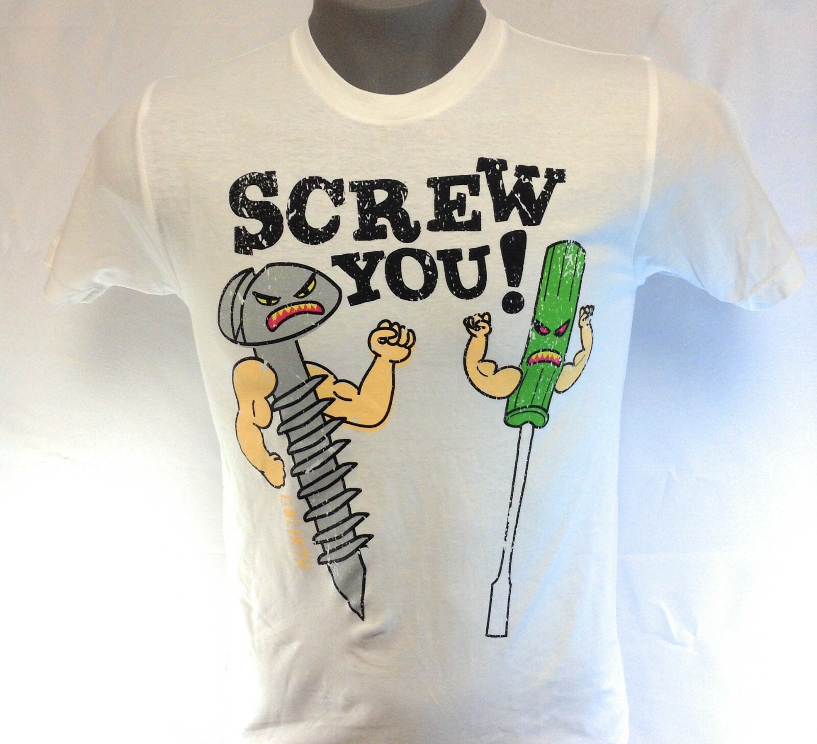 Mens David & Goliath Screw You! Screwdriver White Novelty Tee T-Shirt