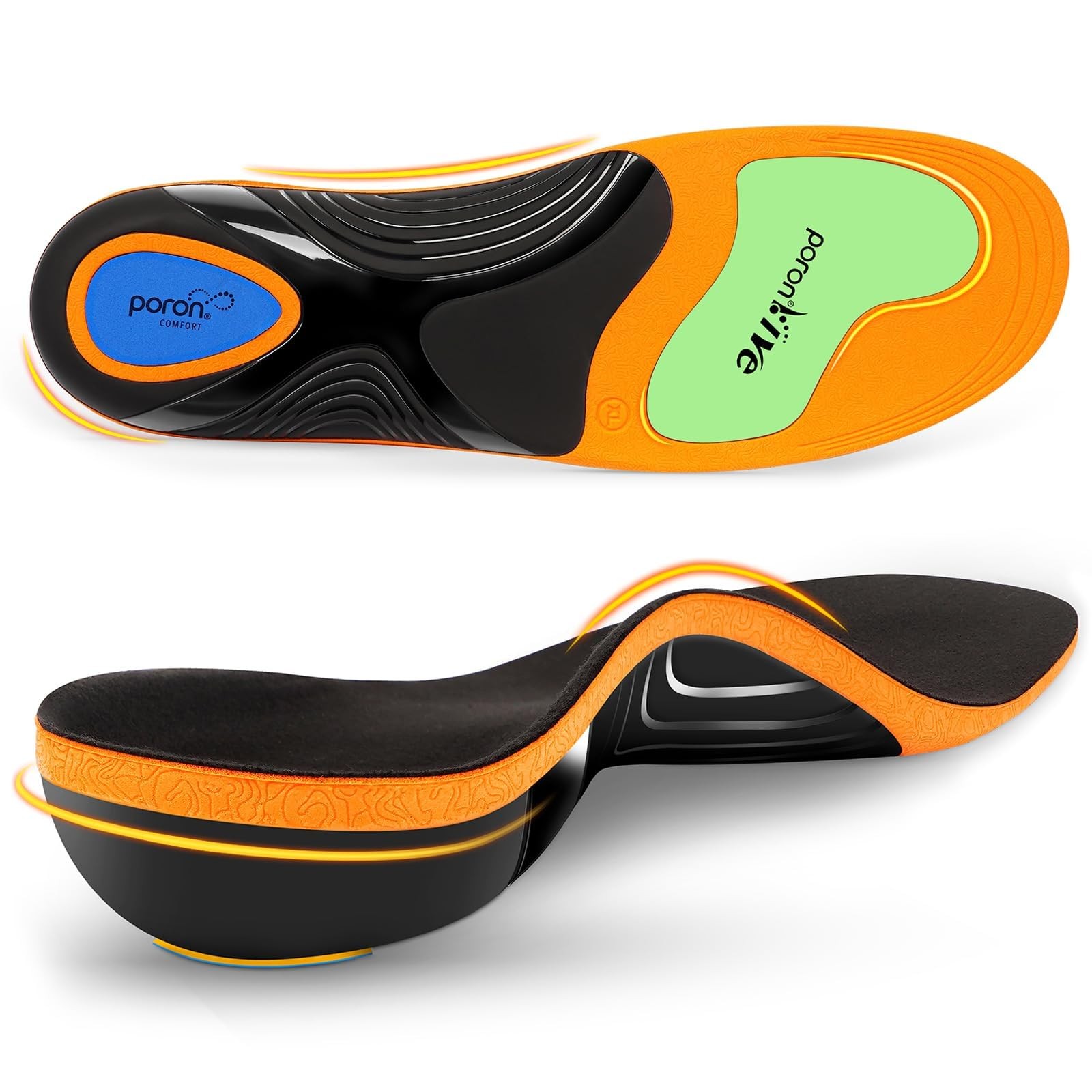 Work Boot Insoles for Standing All Day, High Arch Support Orthotic Shoe Inser…