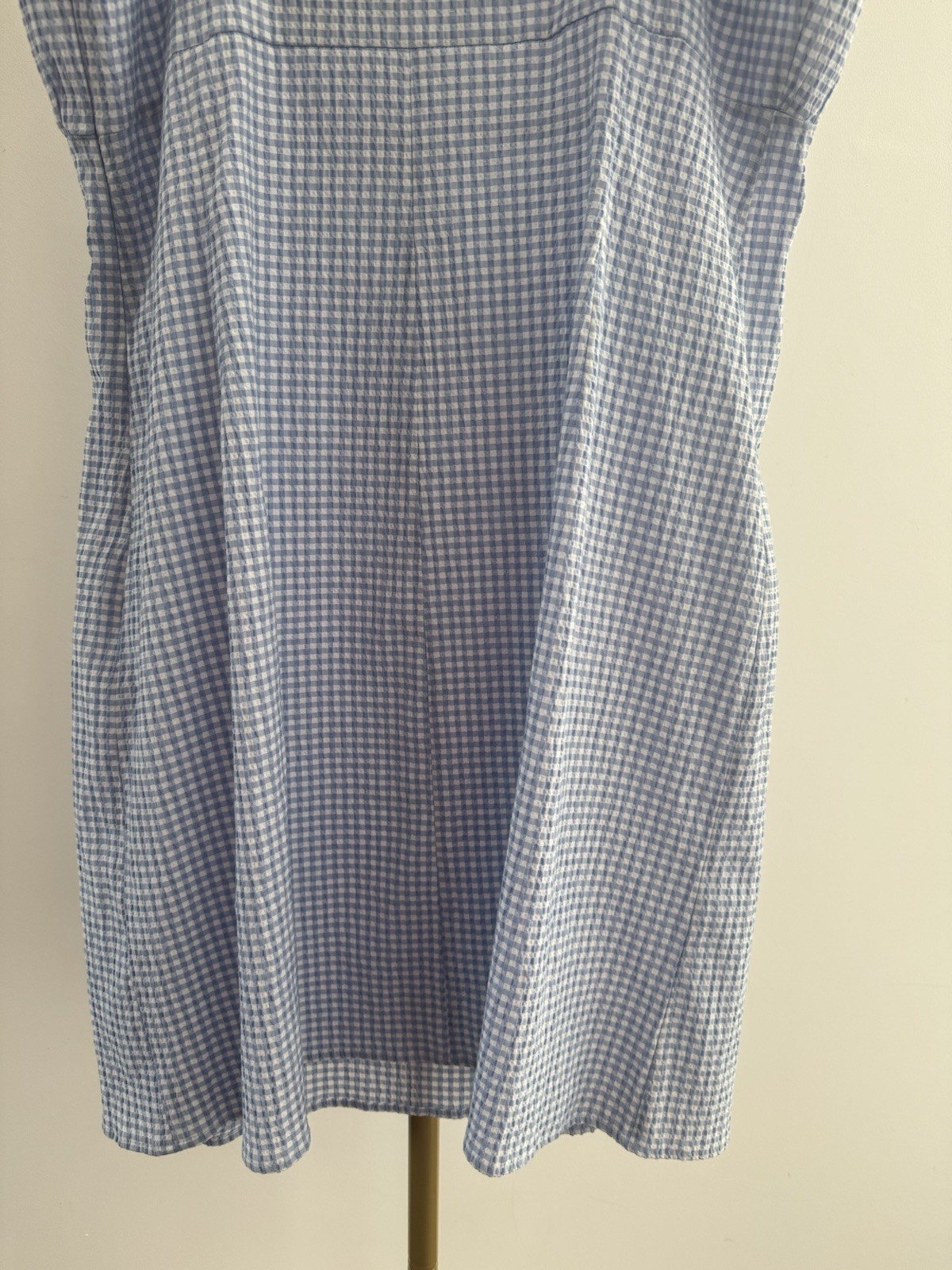 Primark Light Blue Gingham Summer Dress UK 20 Tie Strap Side Zip Lightweight
