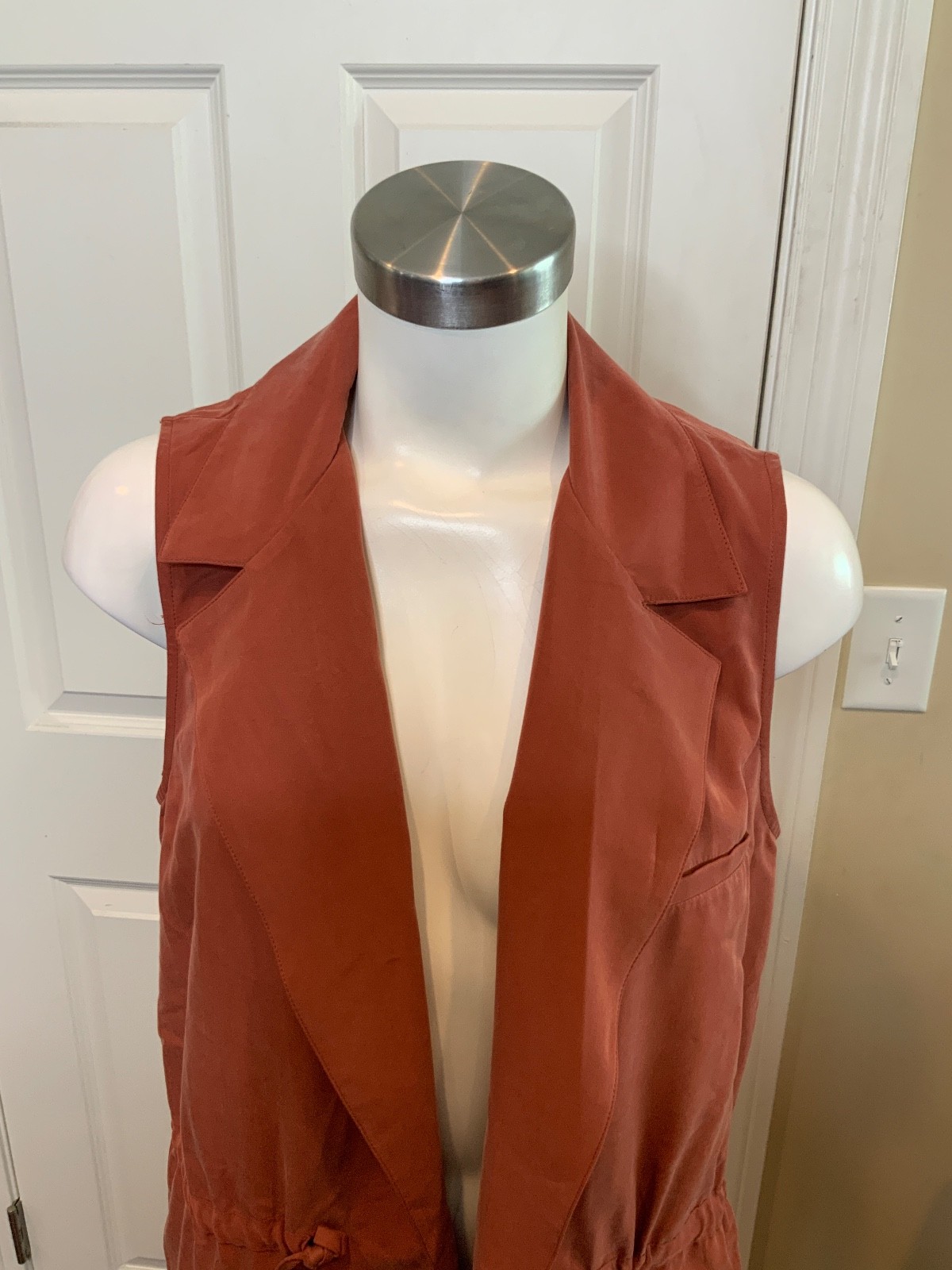Elevenses Anthropologie Brick Red Open Front Vest, Size M