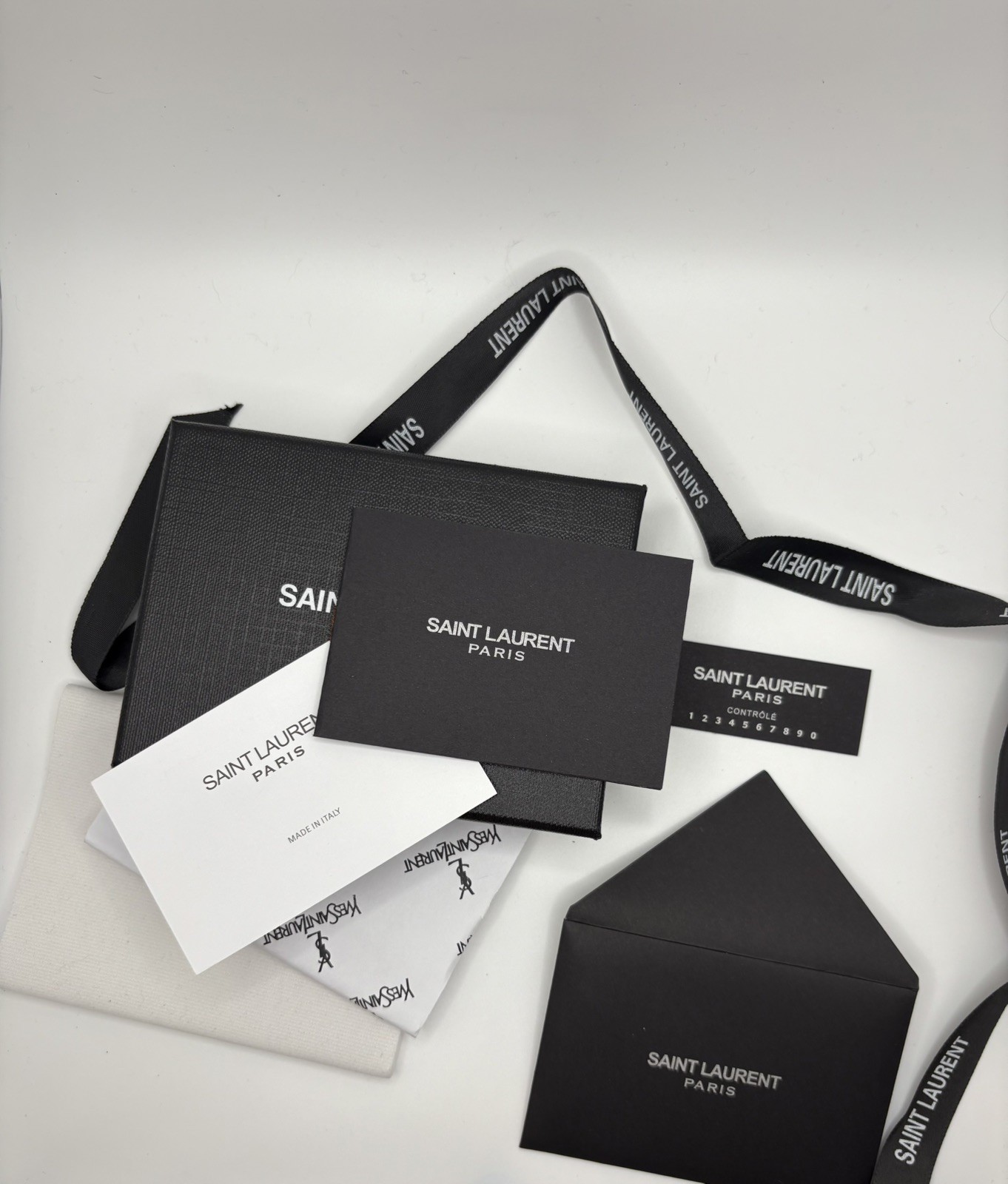 YSL Saint Laurent Black/Gold Leather Croc Embossed Card Holder Wallet