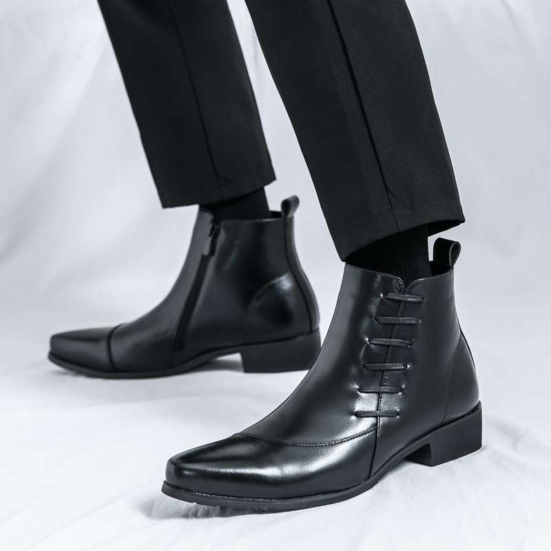 Men’s Chukka Side Lace Ankle Boots Leather Business Banquet Dress Shoes Vintage