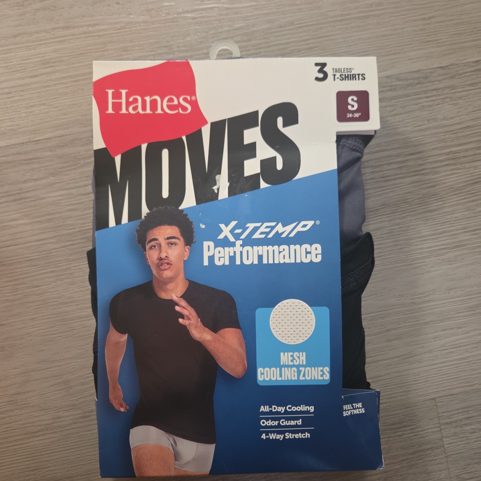 Hanes 3 Pk Moves X Temp Men’s Breathable Mesh Crewneck T-Shirt, Black/Grey Small