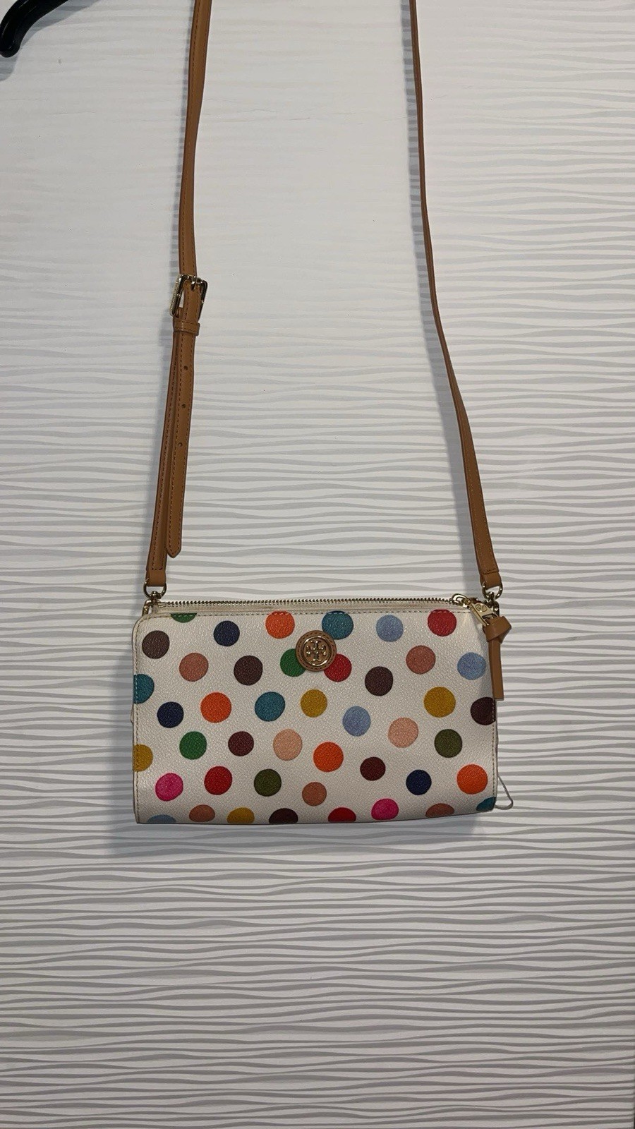 Tory Burch Multicolor Polka Dot Bag, Cross Body With Detachable Strap.