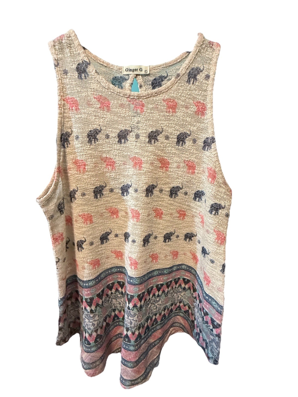Ginger G. Tank SZ Large Elephants Marching Style# K7480-DM84