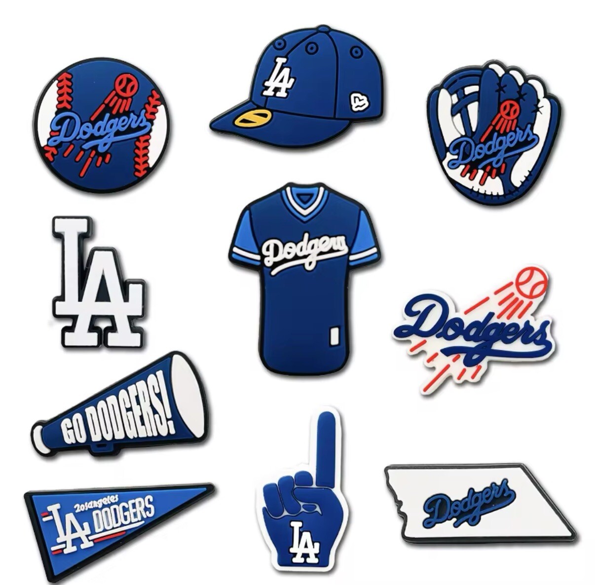 Los Angeles Dodgers Baseball Shoe Charms Set of 10