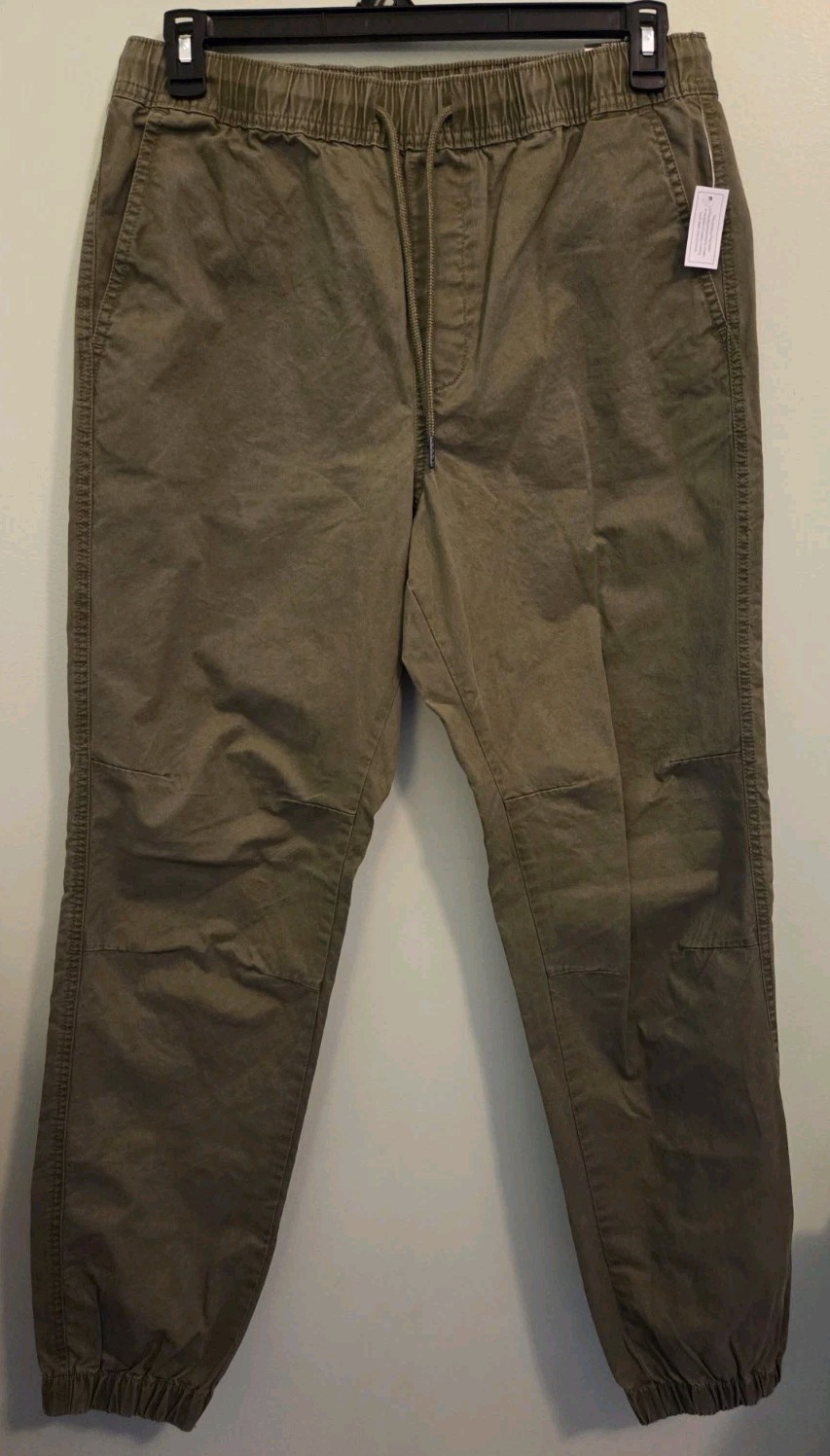 No Boundaries Men’s MEDIUM 32-34 Twill Jogger Pants GREEN Straight Fit #10726