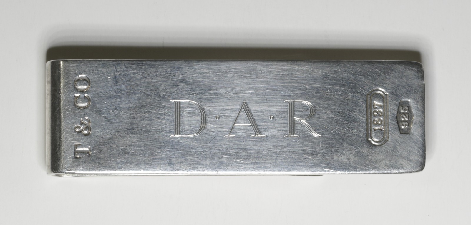 Vintage Tiffany & Co. 1837 Sterling Silver 925 Money Clip Engraved D⋅A⋅R