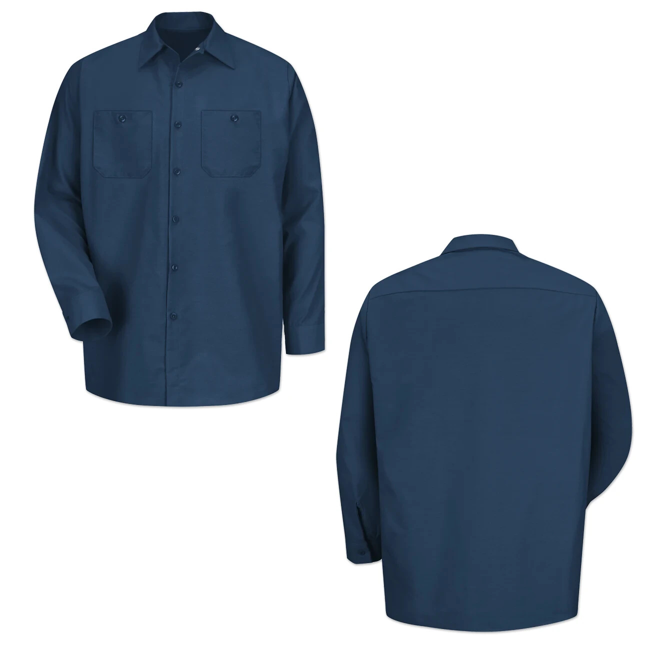 Red Kap Work Shirt Solid Color 2 Pocket Men’s Industrial Uniform Long Sleeve