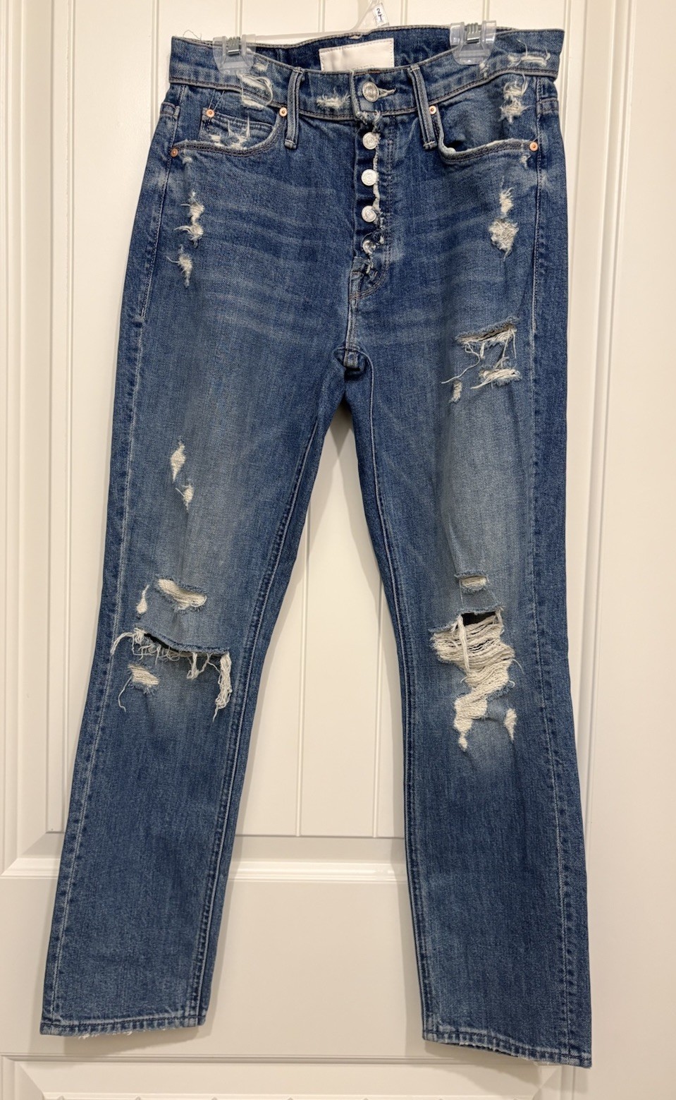 MOTHER Mid Rise Fly Cut Dazzler Ankle Jeans Size 26 Walking On Stones Distressed