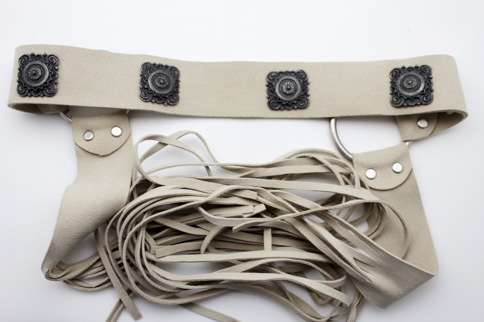 New Women Ethnic Fashion Wrap Around Tie Belt Beige Faux Suede Leather Band M L