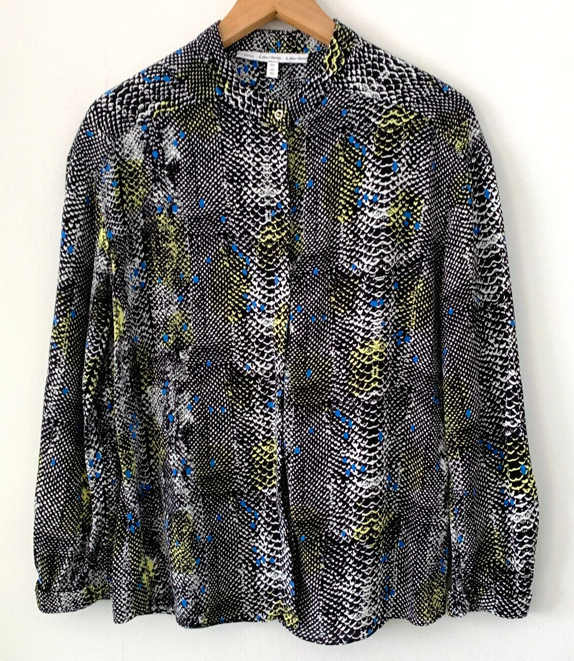 & other Stories Black Mandarin Collar-Concealed Snap Button Blouse EU34 UK Small