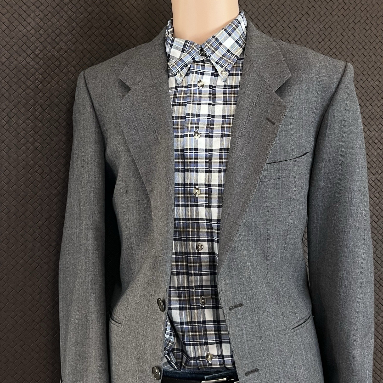 VTG Yves Saint Laurent Variation Blazer Mens 40R Gray Pinstripe Wool Made France