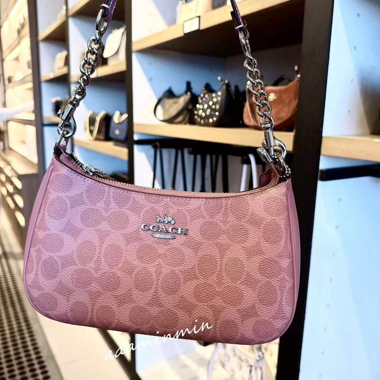 NWT COACH Teri Shoulder Bag In Signature Canvas CV933 Dusty Pink