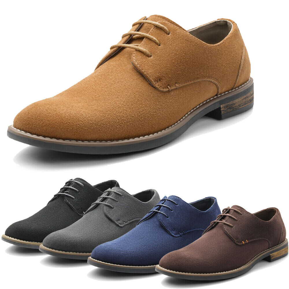 Men’s Suede Leather Shoes Lace Up Casual Oxford Shoes Size US 6.5-15