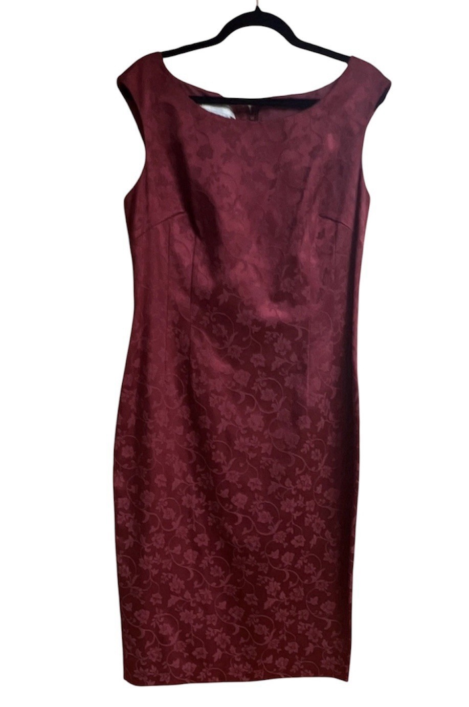 Maggy London Red Floral Asian inspired Sheath Dress Sleeveless Knee 12 VTG