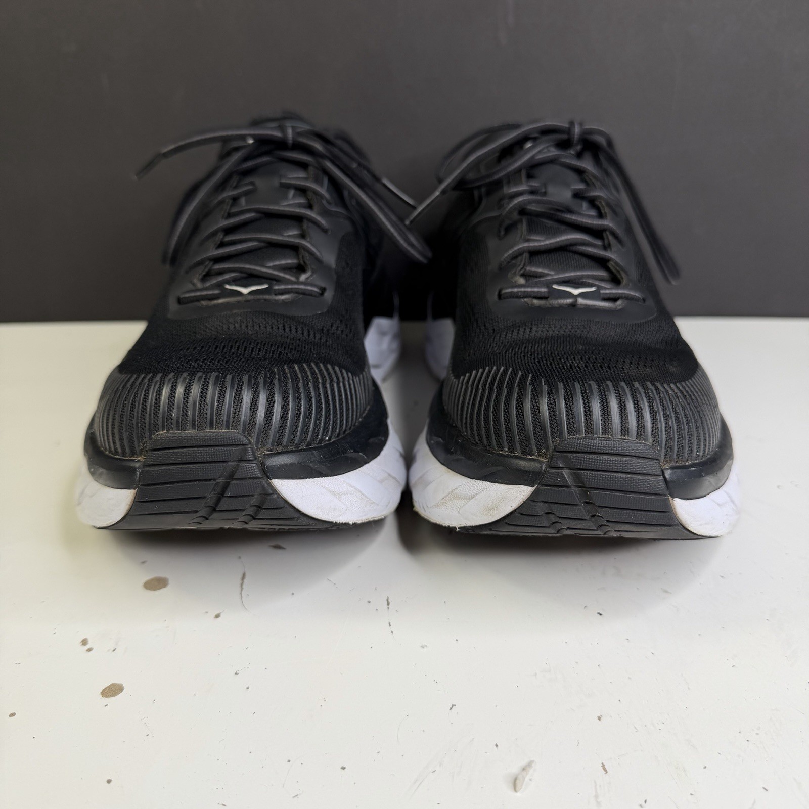 HOKA Bondi 7 Men’s Size 12 Running Walking Gym Shoes Black White 1110518