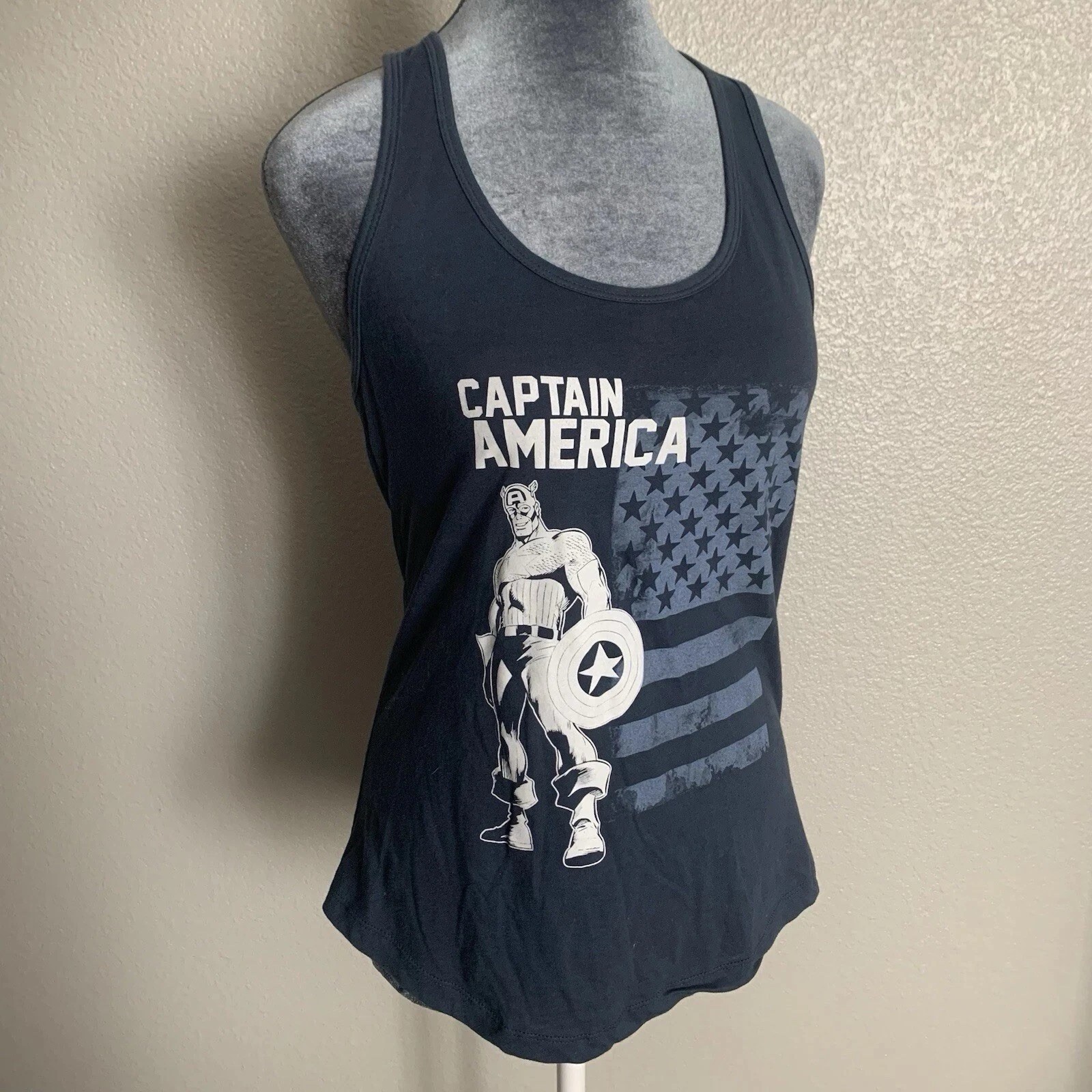 Marvel Captain America Women’s Racerback Tank Top Graphic Sleeveless Size S