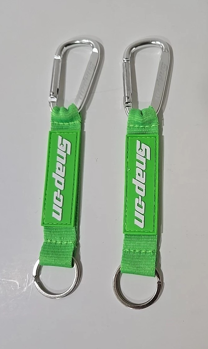 2Pcs Snap On Tools Promo Carabiner W/Key Tag Extreme Green W/Ring Snap On LOGO !