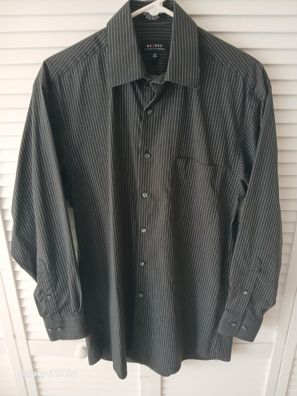 Axcess Regular Fit 100% Cotton Non-Iron Striped Dress Shirt 15 32/33