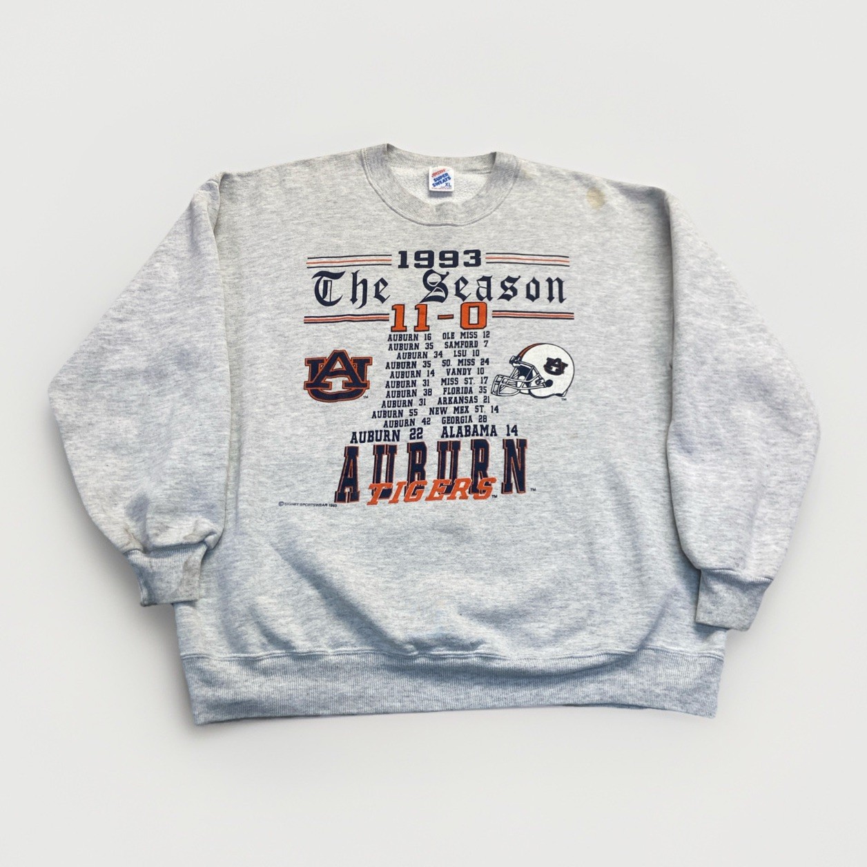Vintage Auburn Tigers Sweatshirt Mens L Perfect Season Gray 90s War Eagle