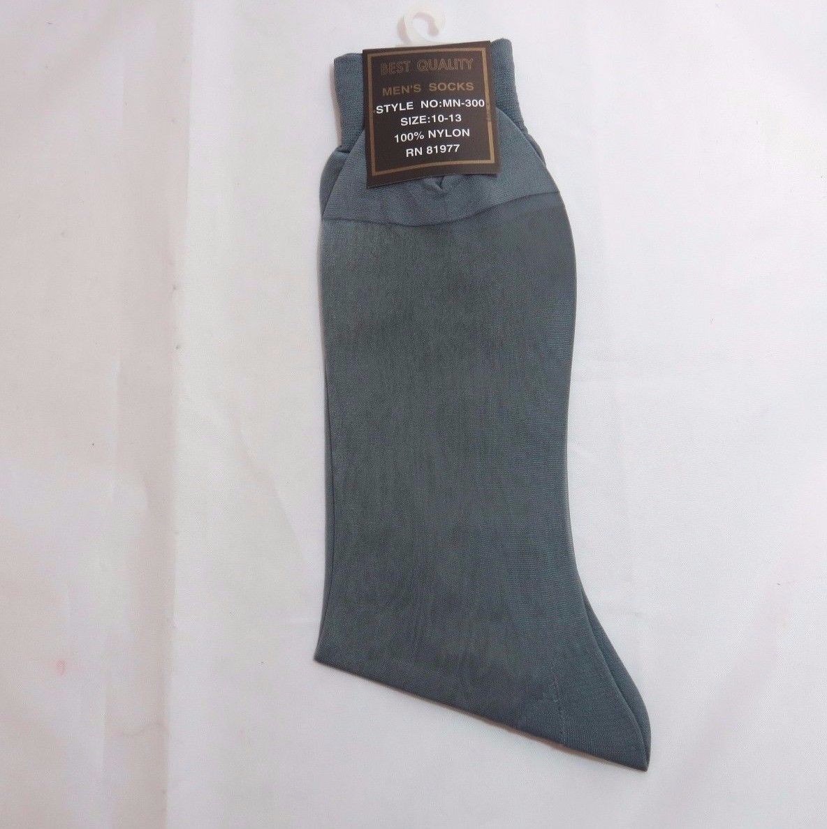 Mens SHEER Dress Socks 100% Nylon mid Calf Gray Grey Size 10-13 thin SILKY FEEL