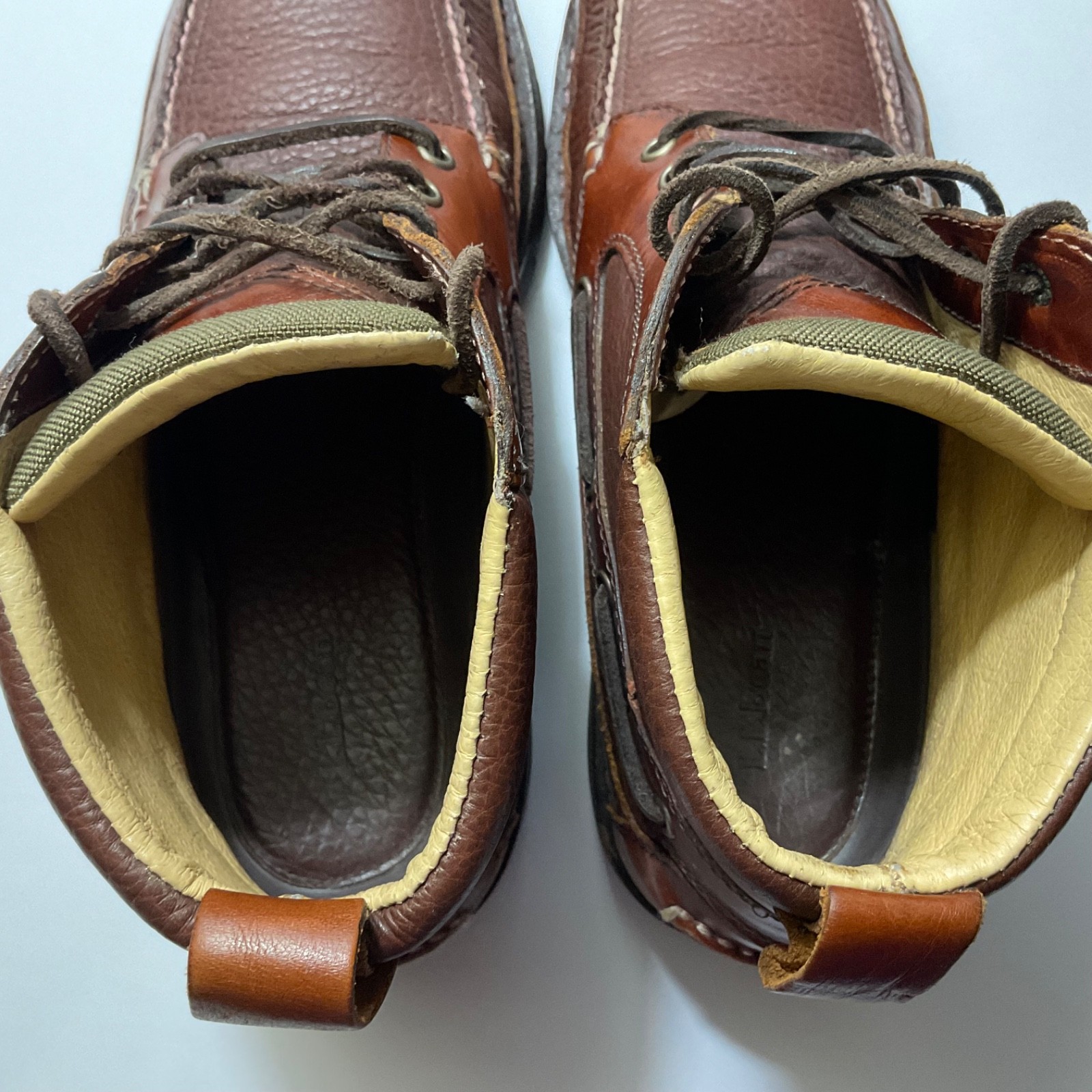 LL Bean Allagash Bison Leather Chukka Boots Mens 10.5 D Handsewn Moc Toe Brown