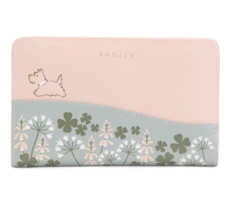 NWT $108 Radley London Fields of Flowers Bifold Matinee Wallet Prairie Pink
