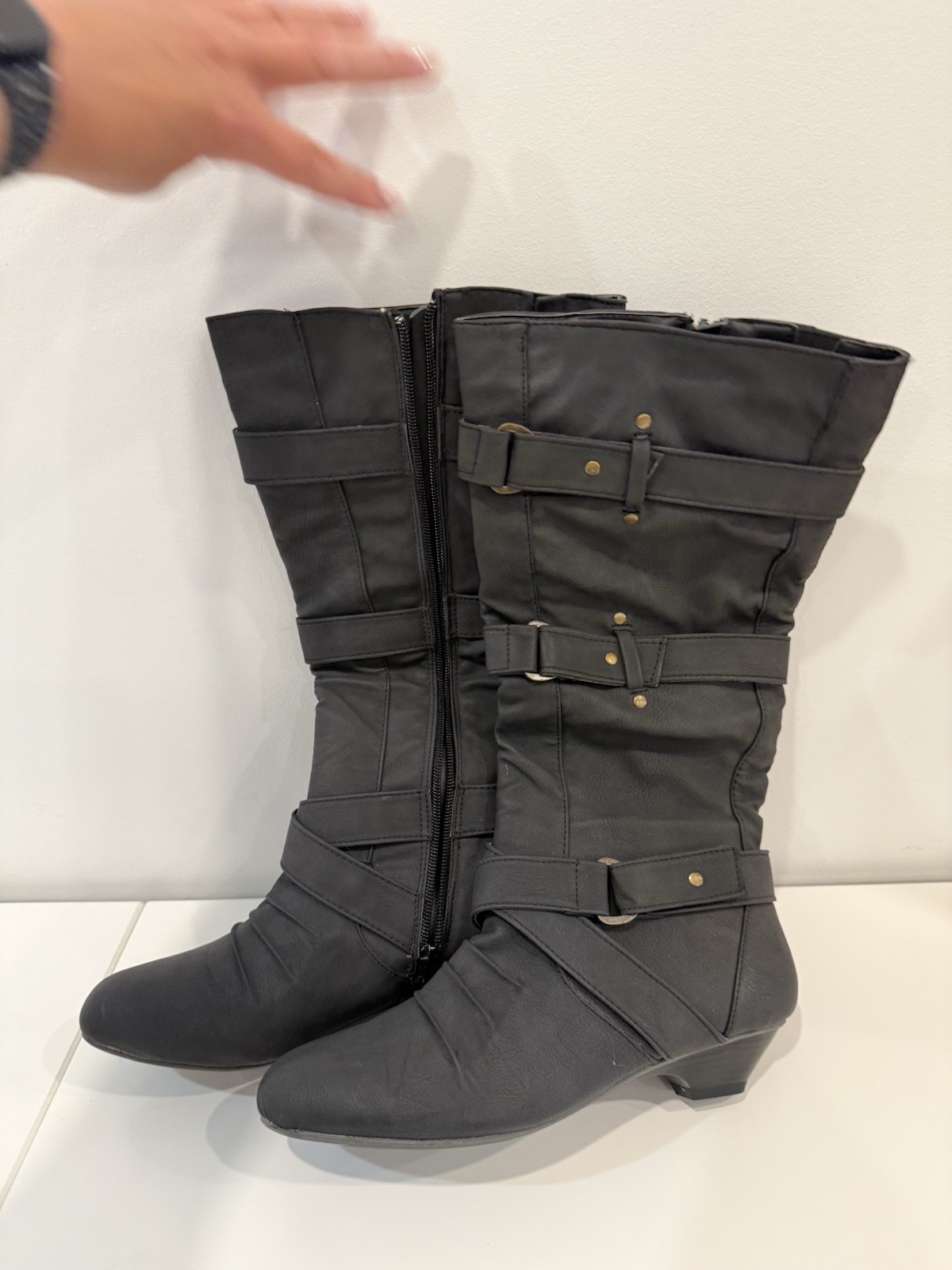 Brand New – Bumper Chika01 Black Synthetic PU High Boots Size 8